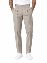 PONCHO Pantalone vita alta con fibbie beige