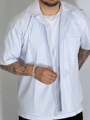 Camicia cropped rigata bianca ARNOLD