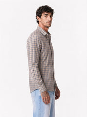 CATTOLICA Camicia quadri marrone-beige