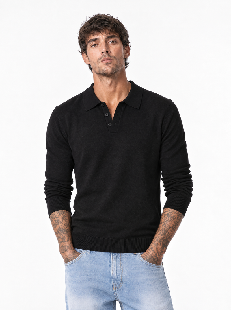 Polo manica lunga nera BK8501