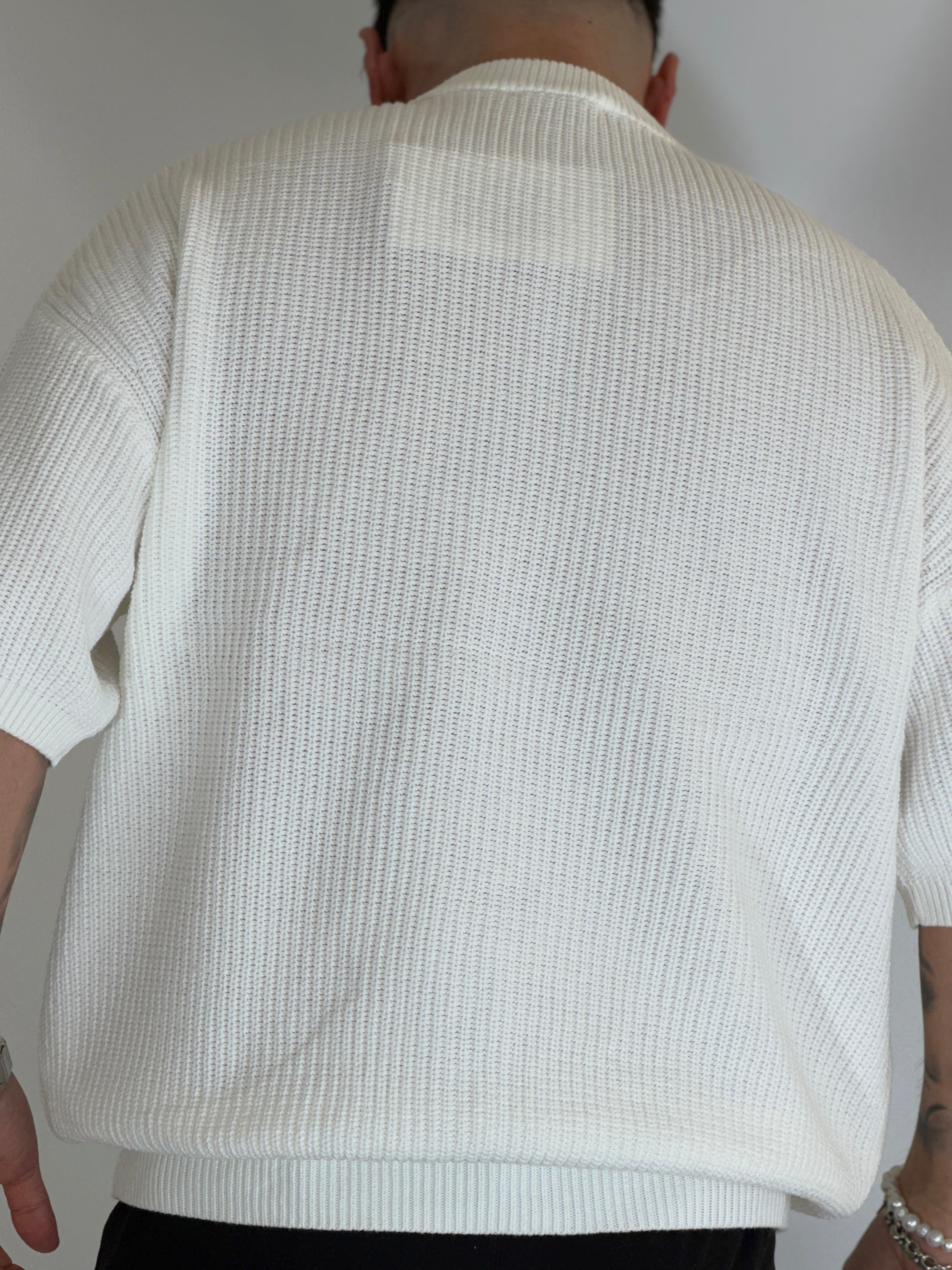 T-shirt serafino a costine bianca VIP972A