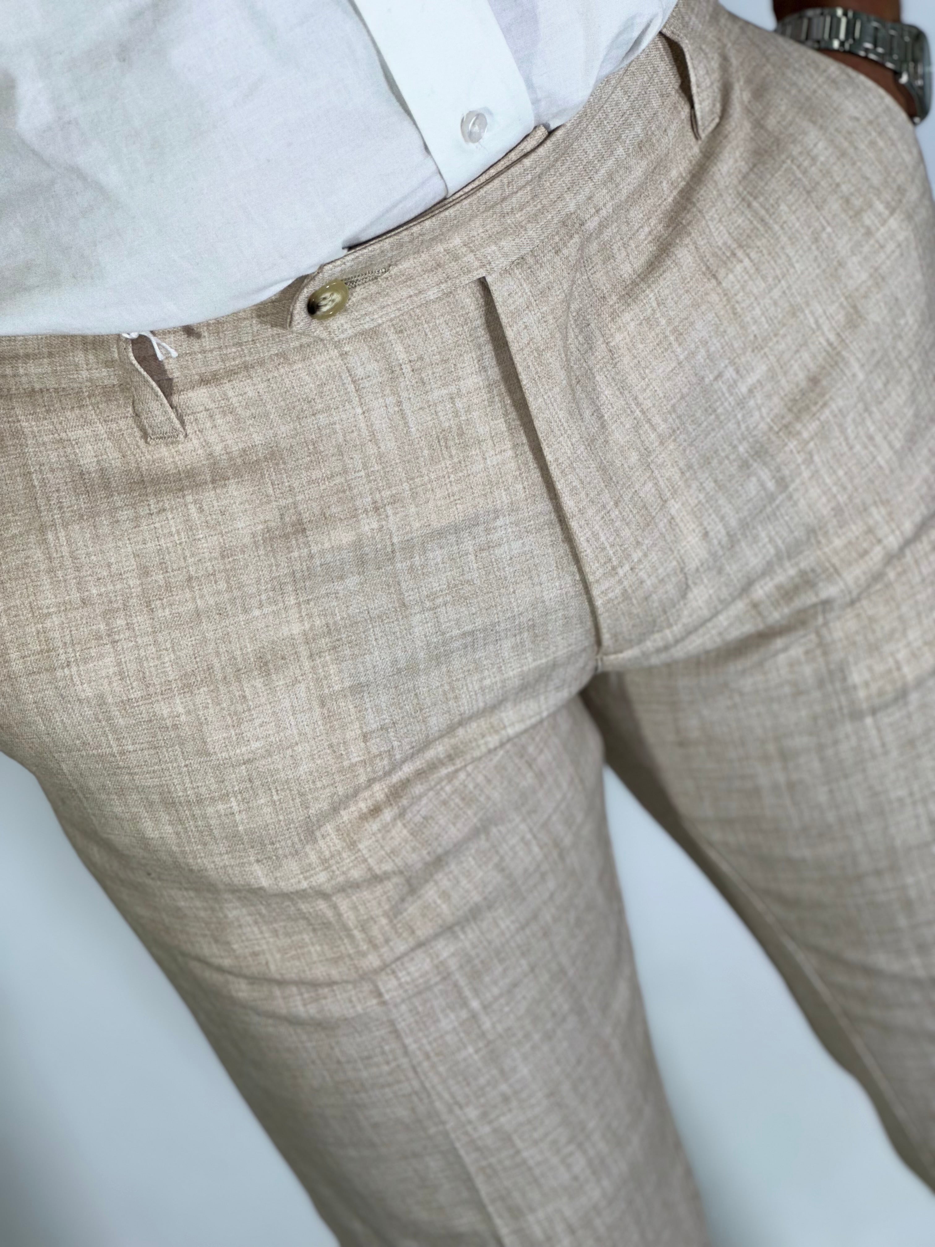 Pantalone elegante beige fiammato ELVIS migliaccio