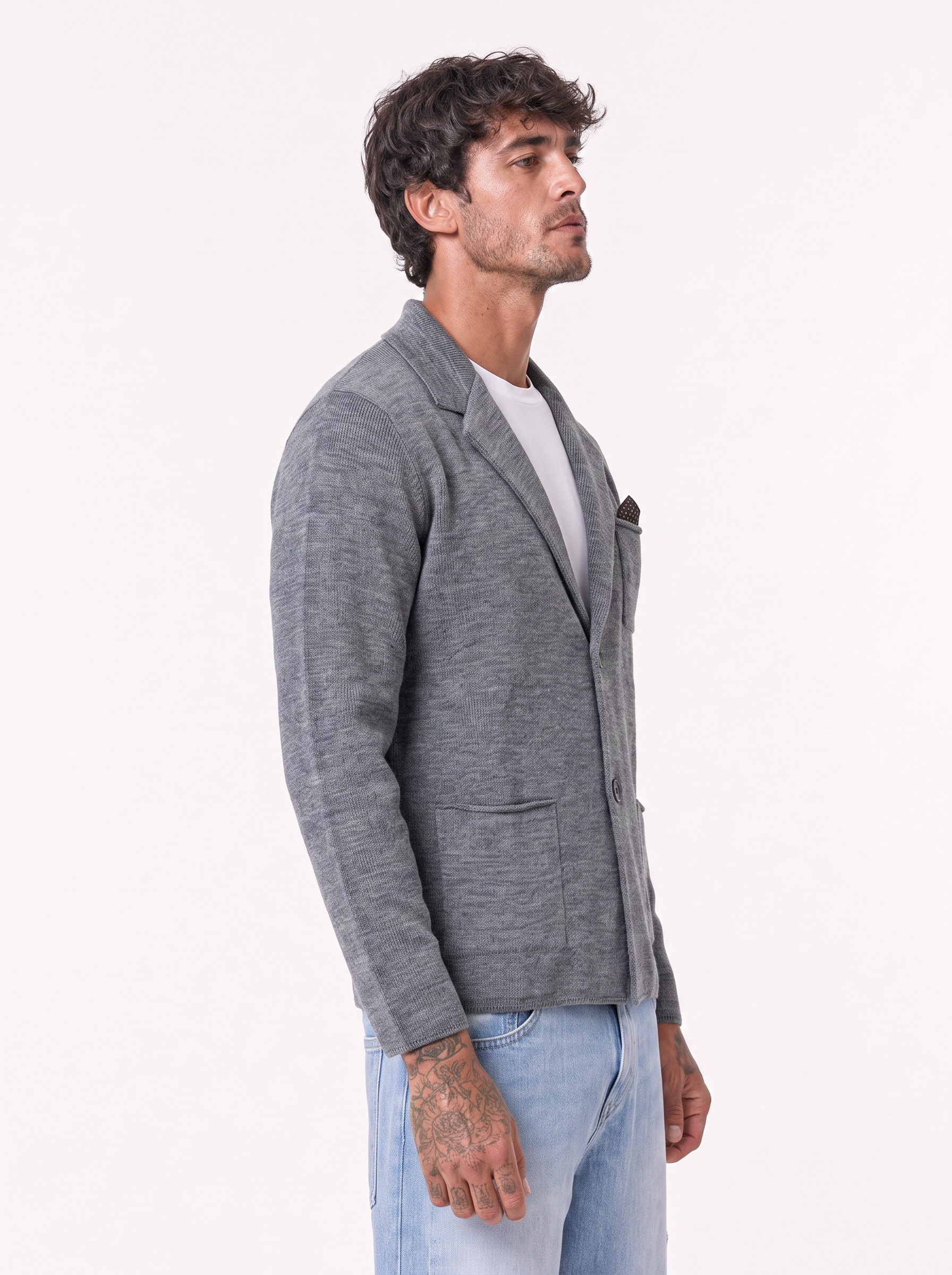PARKER cardigan pochette grigio