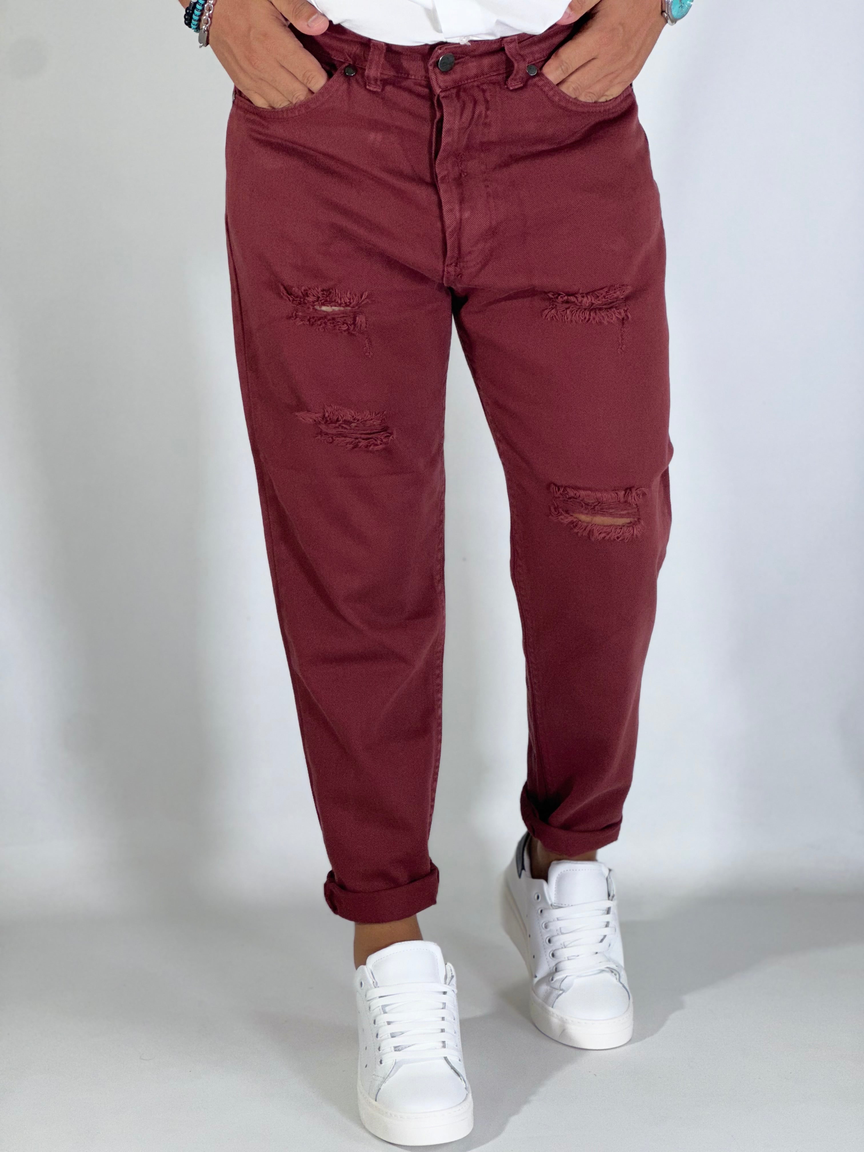 Pantalone loose fit bordeaux GV101