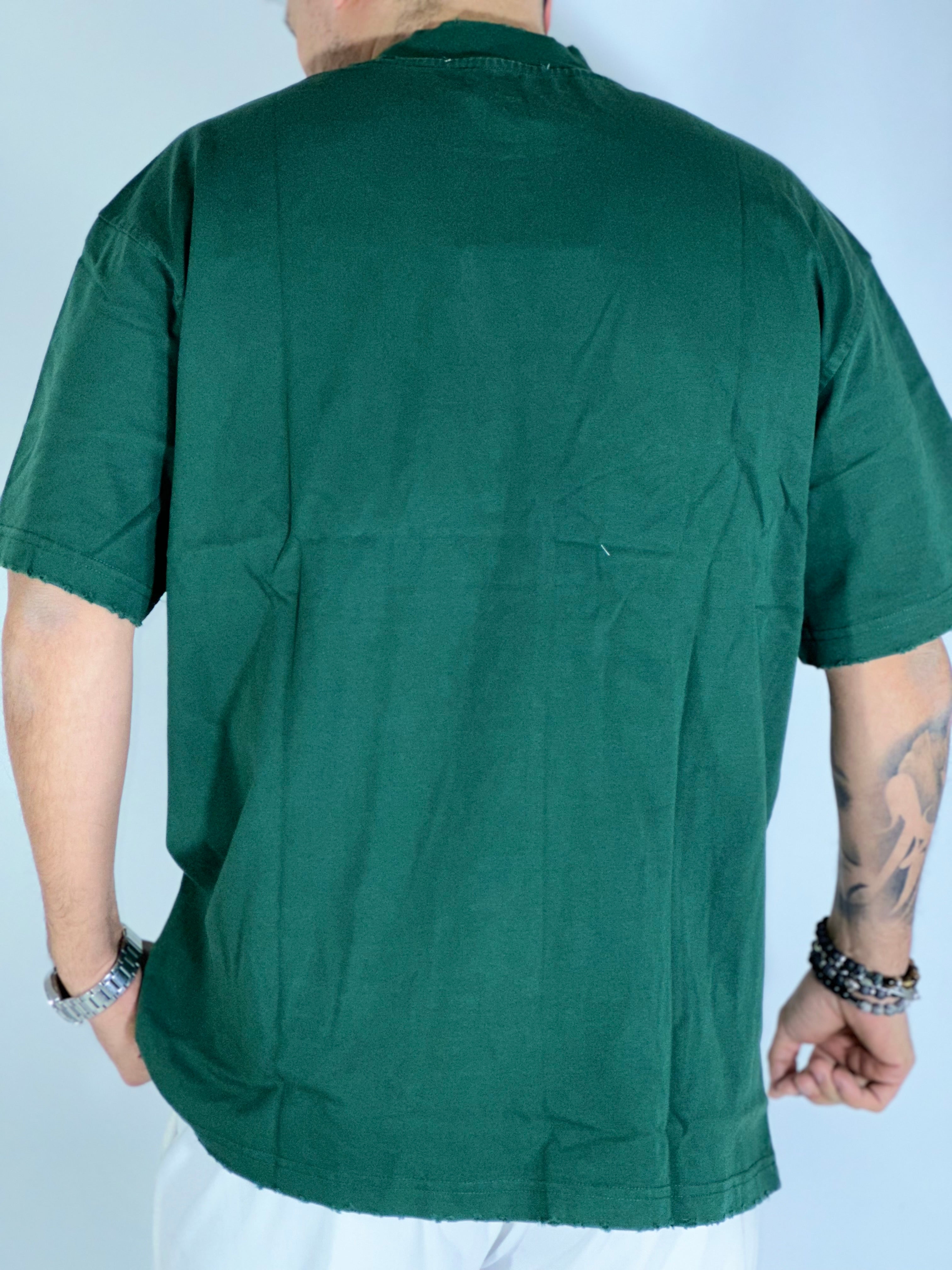 T-shirt over sfrangiata verde L815000