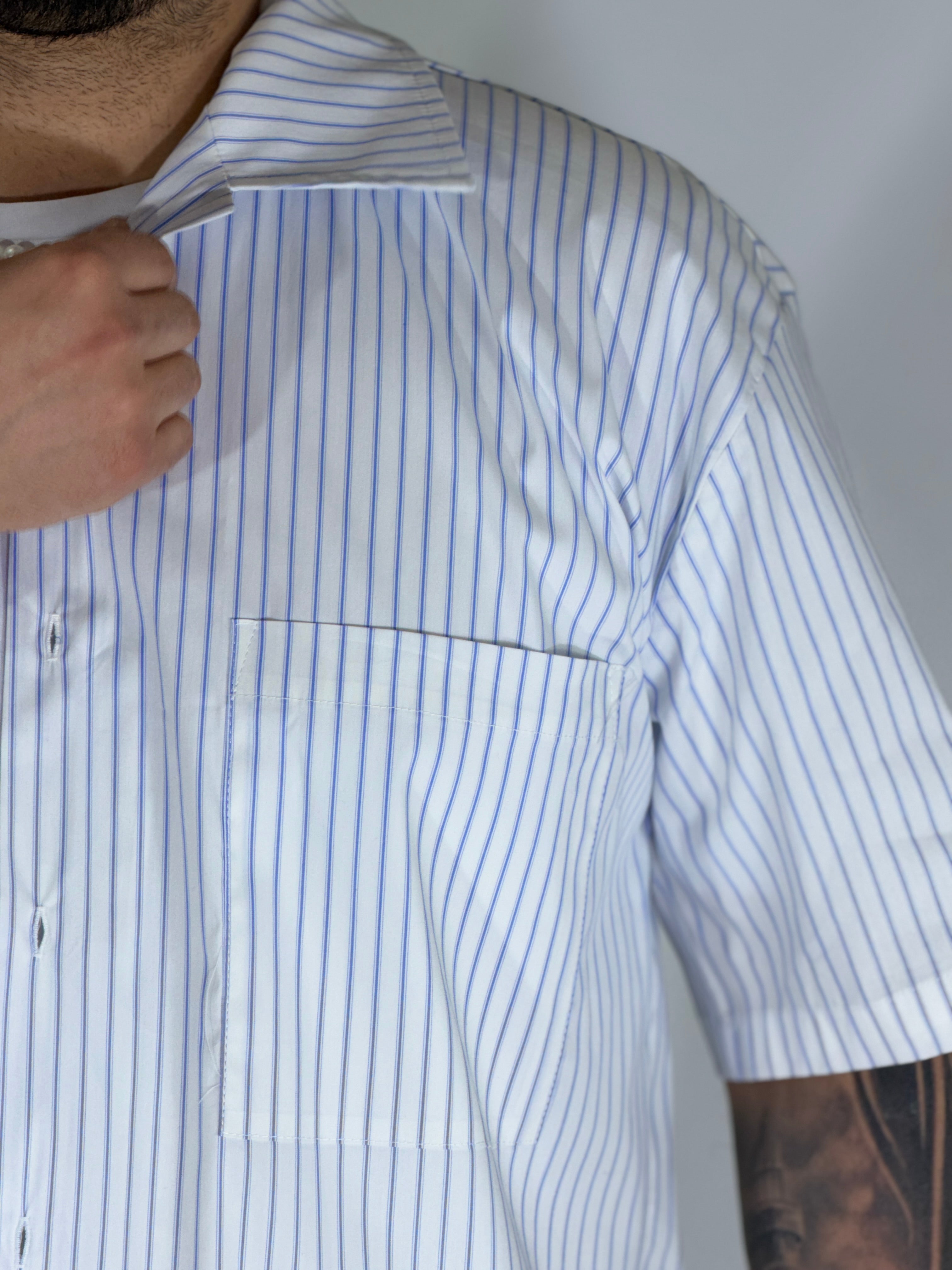 Camicia cropped rigata bianca ARNOLD