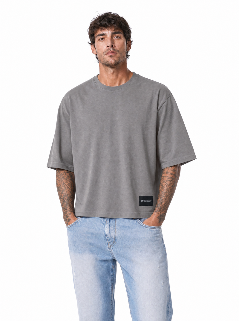 STEPHEN T-Shirt cropped manica a tre quarti ferro