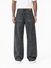 TANGERI jeans baggy fit con abrasioni cenere