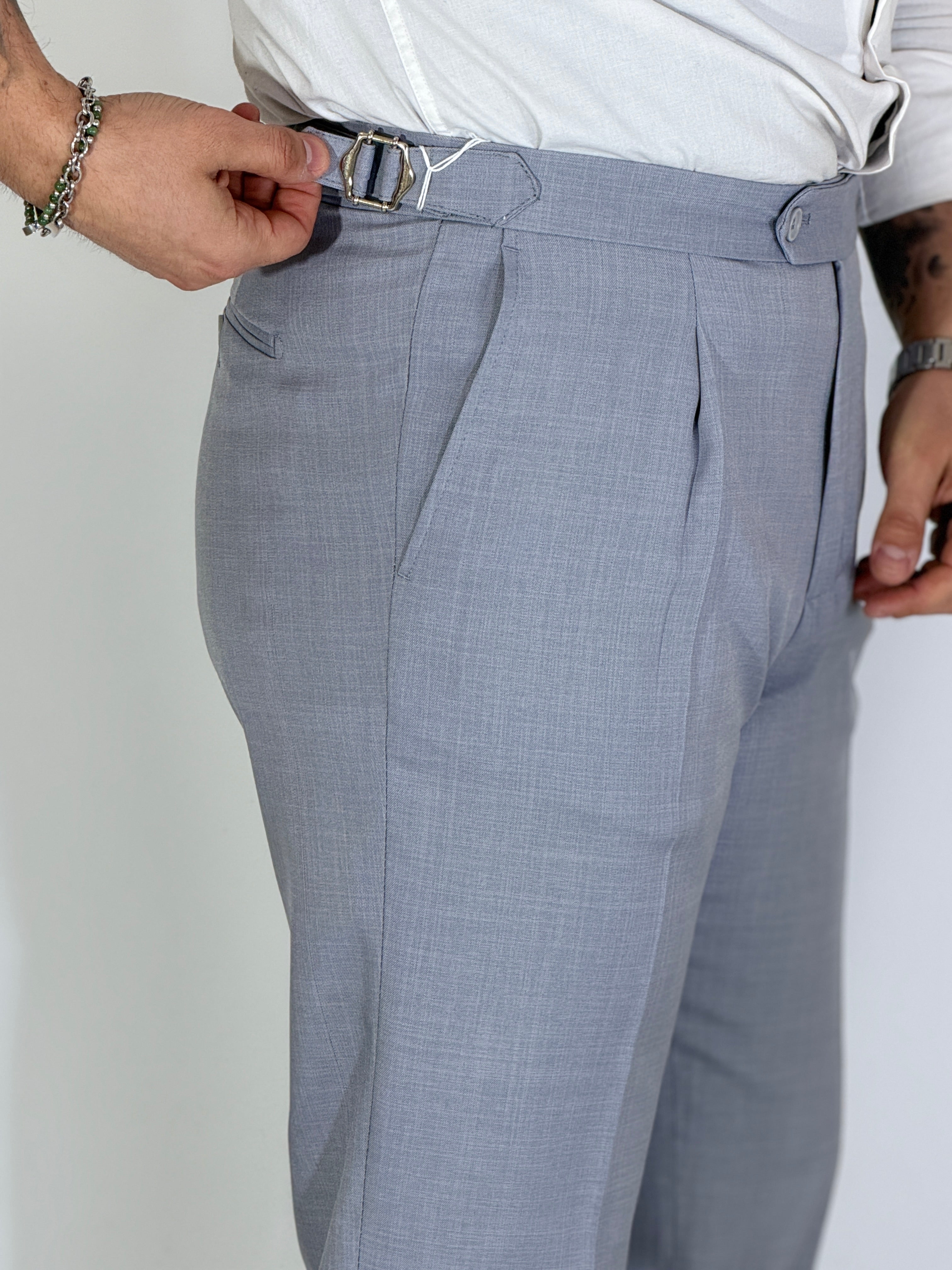 Pantalone con fibbie Migliaccio grigio Spencer
