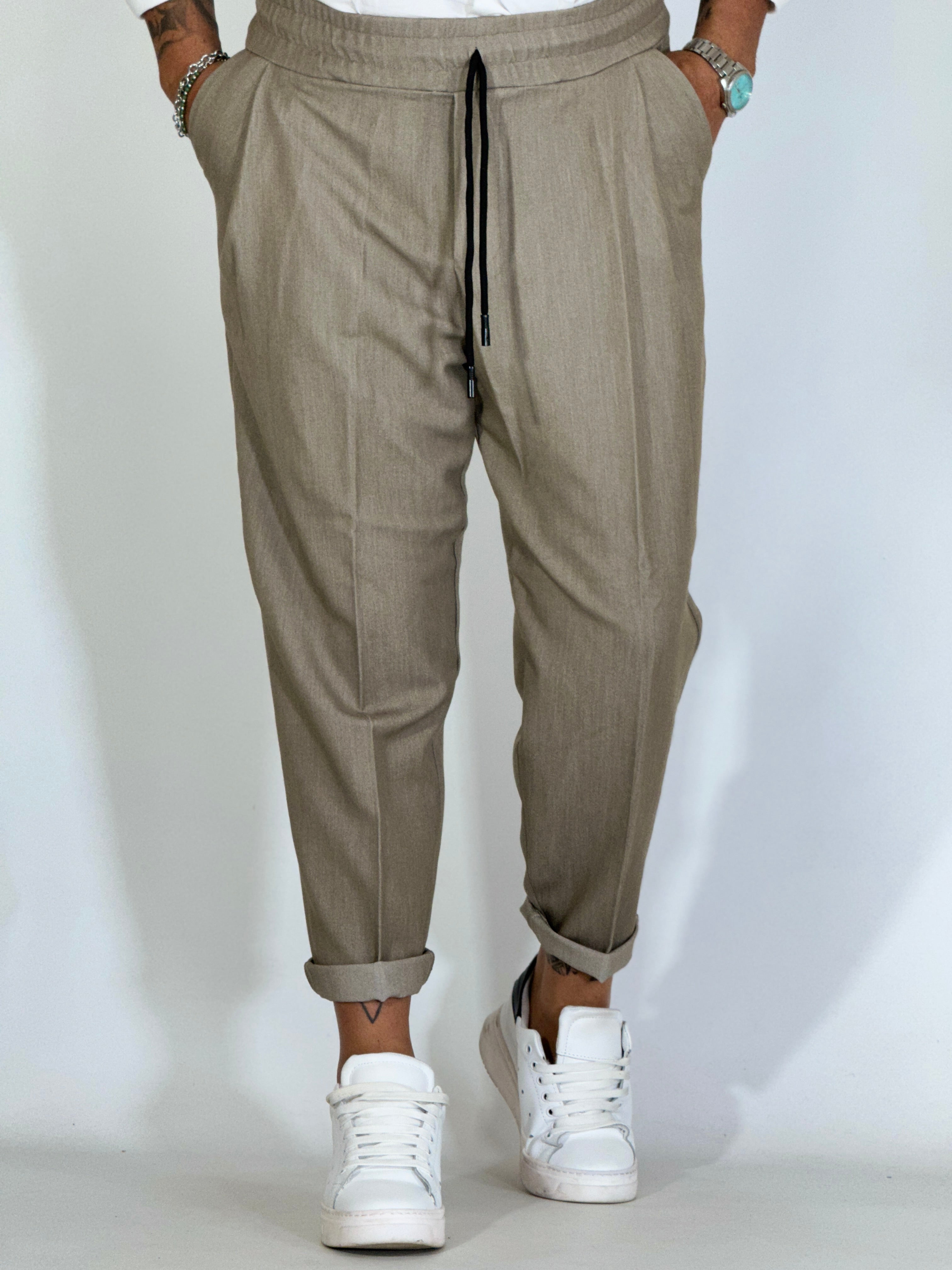 Pantalaccio japan con pinces beige MAMAIA