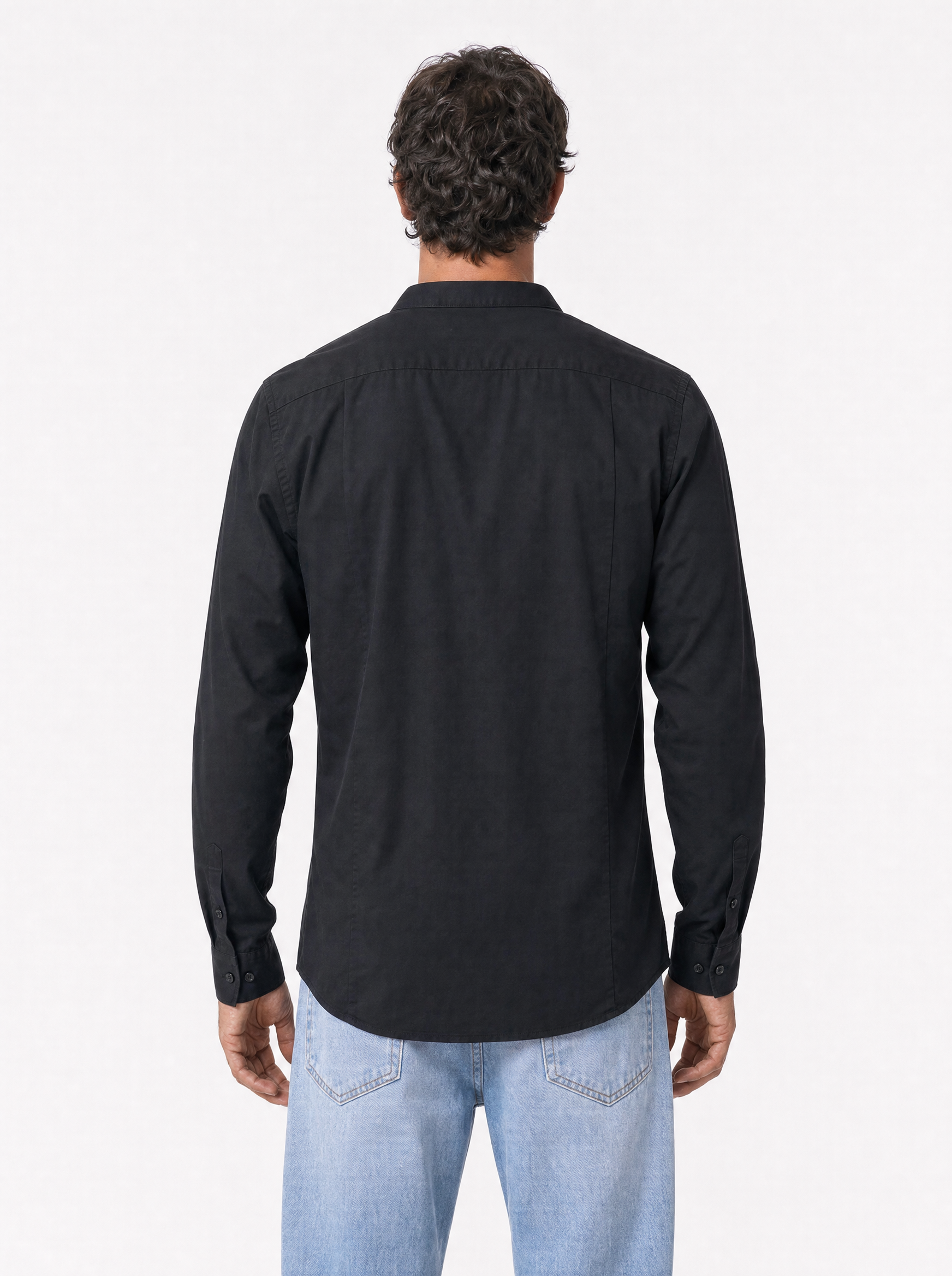 Camicia basic collo francese nera F60