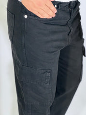 Pantalone loose fit cargo nero HARLEM
