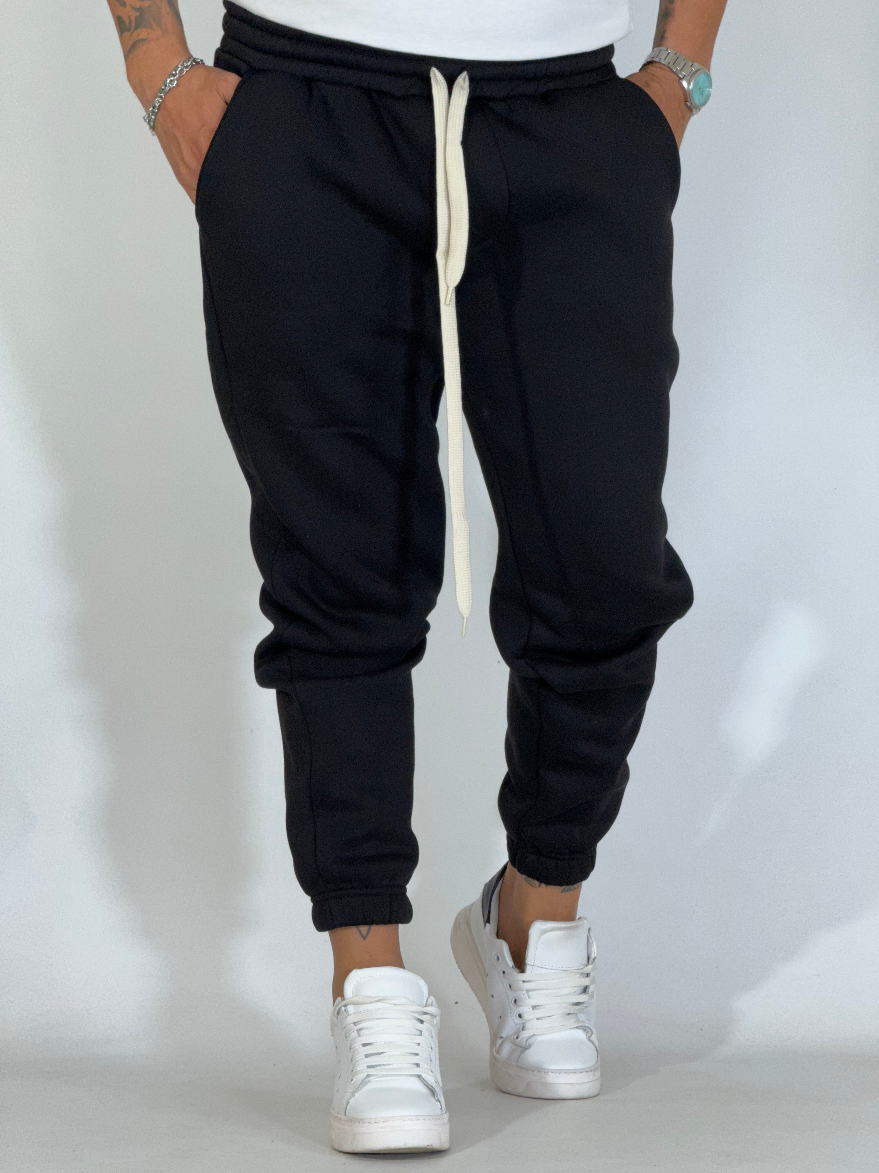 Pantalone tuta felpato nero AD32022