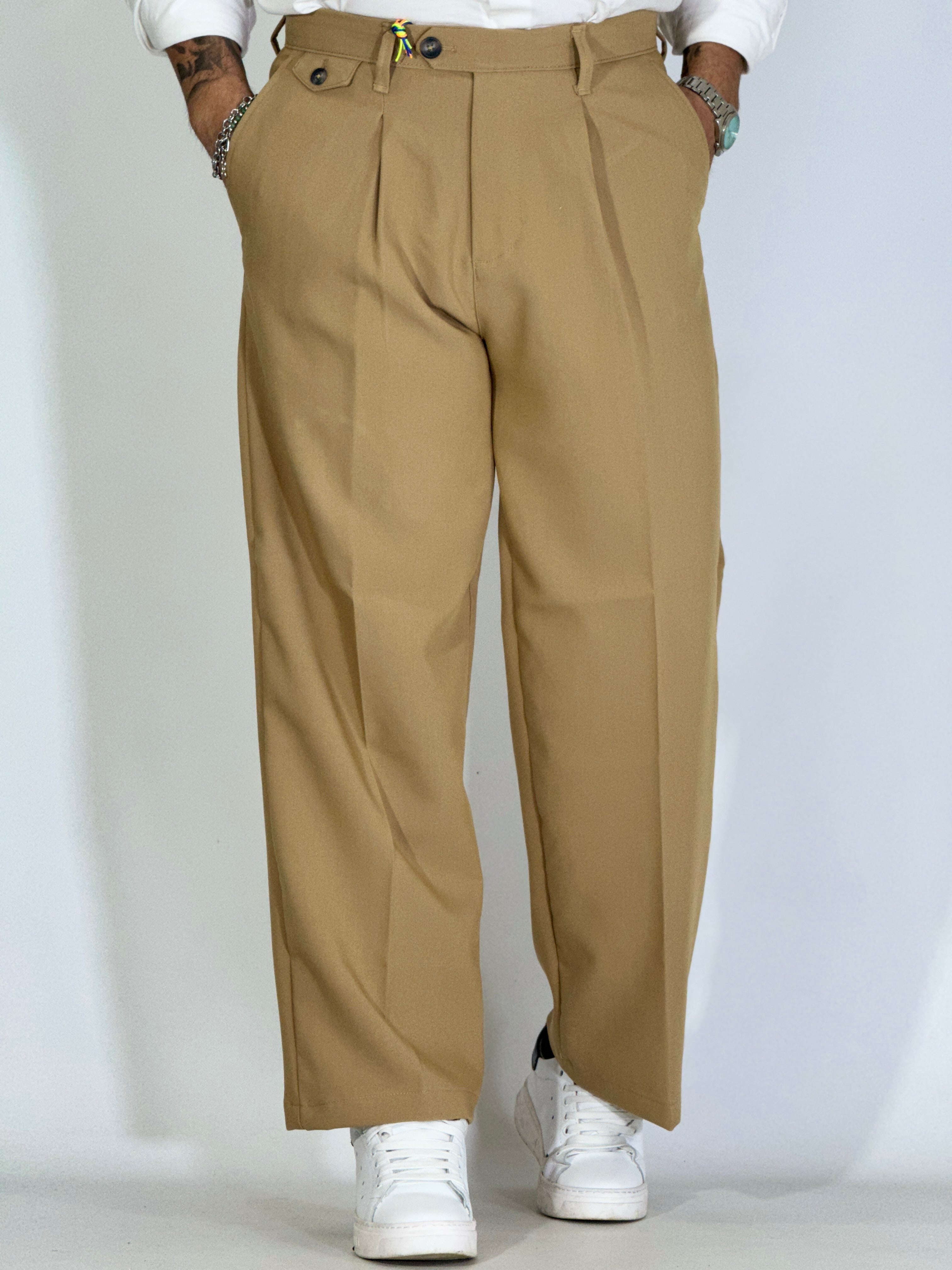 Pantalone vita alta beige KLAUS