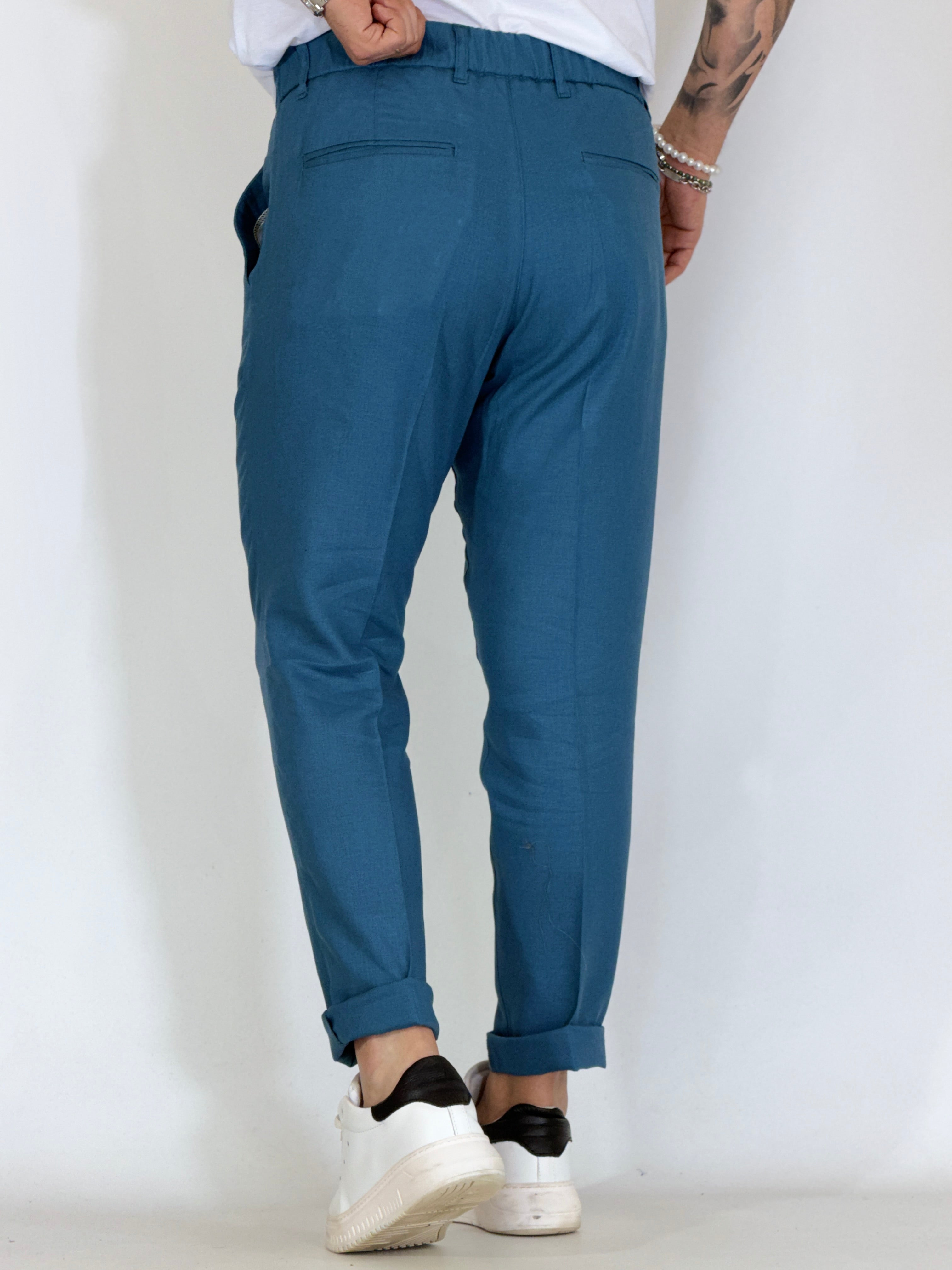 Pantalone in lino petrolio MAPPAMONDO