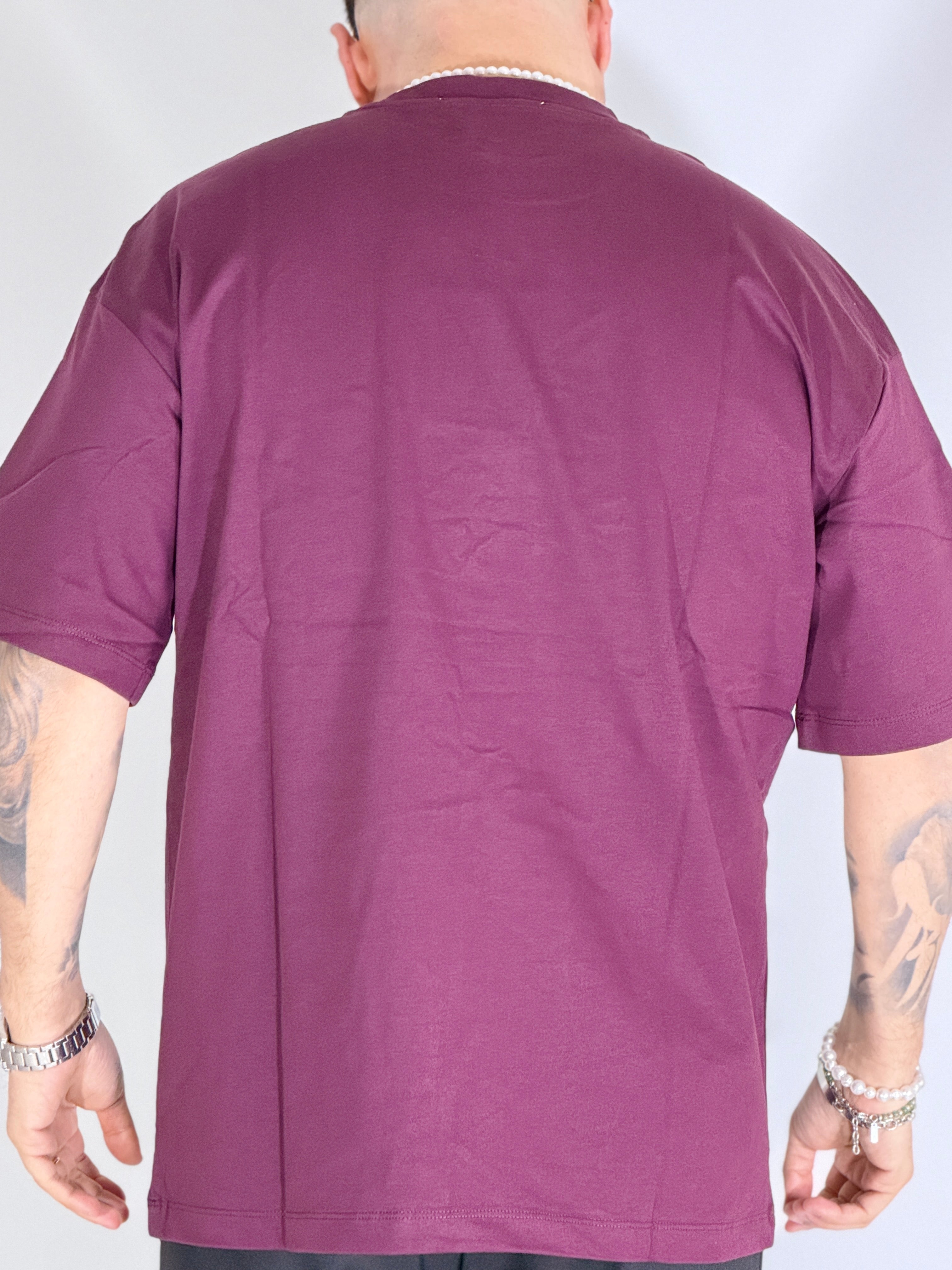 T-Shirt over basic wine red L814901