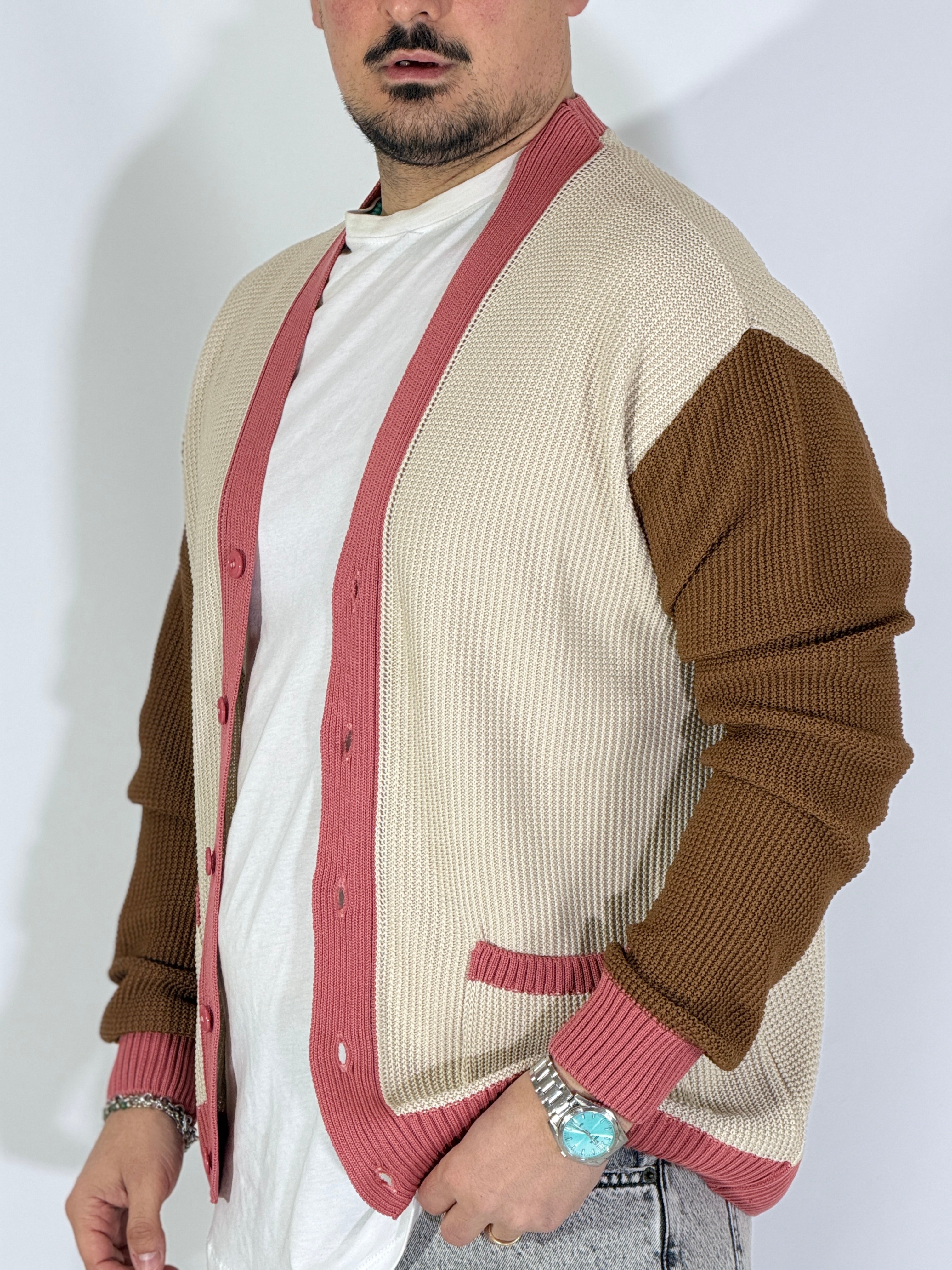 Dale · Cardigan tricolor avorio