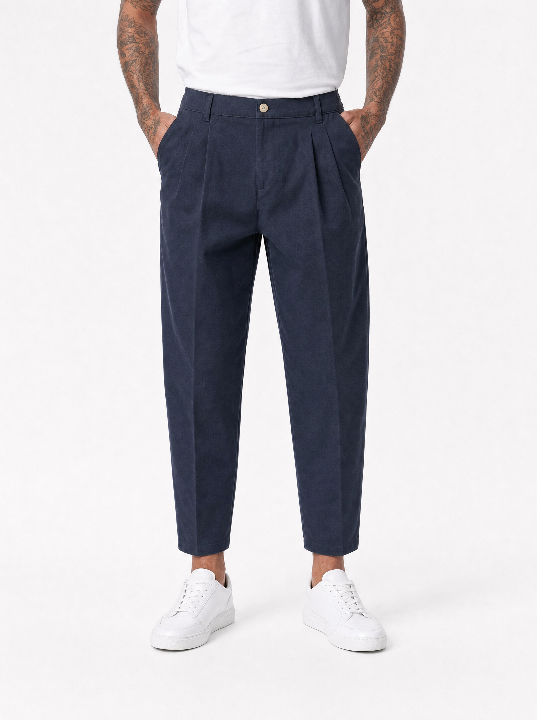 NOMAD AD45 Pantalone carrot con pince blu