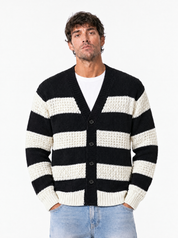 TECLA Cardigan ricamato nero/panna