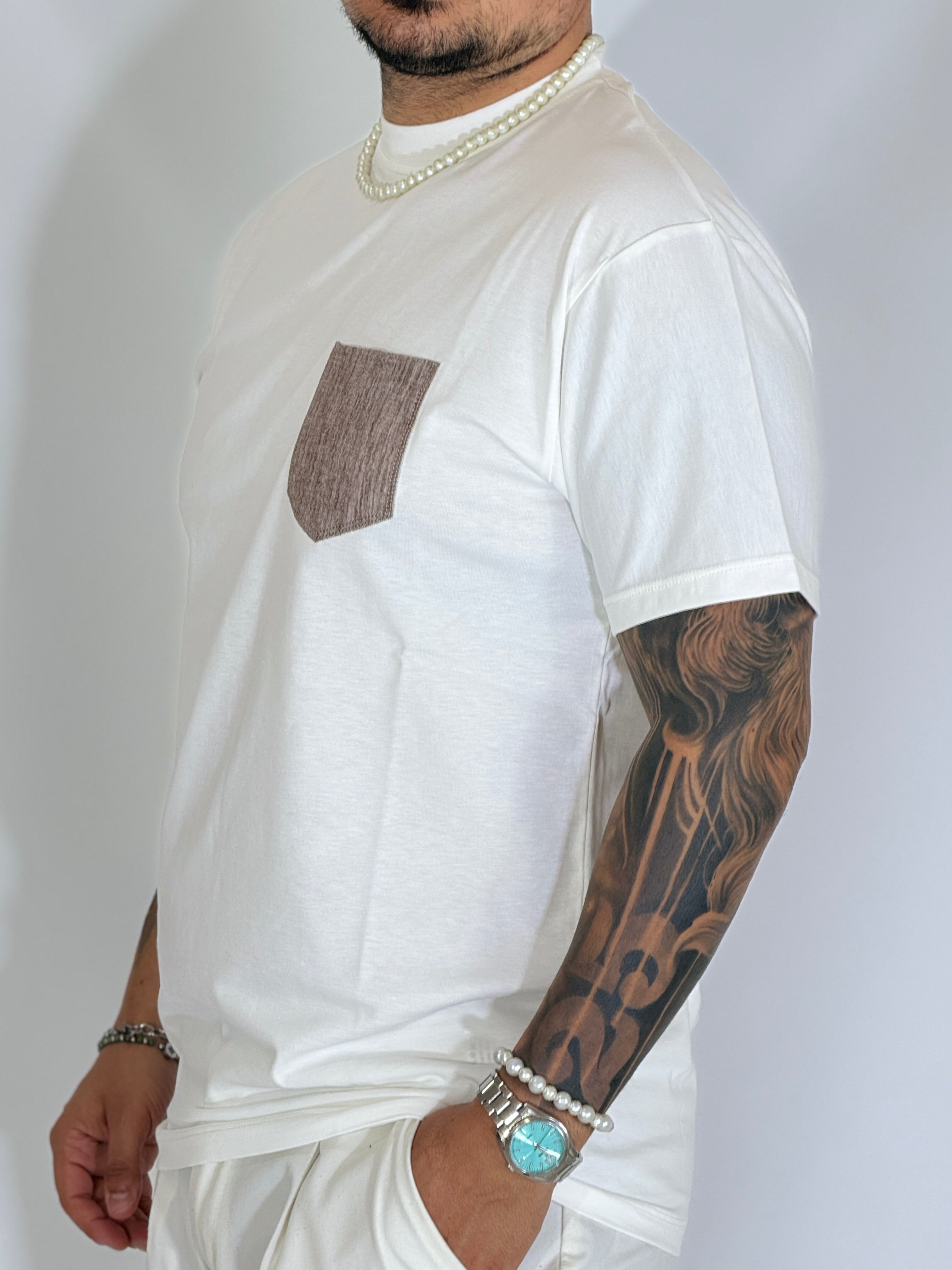 T-shirt con taschino panna SUCRE
