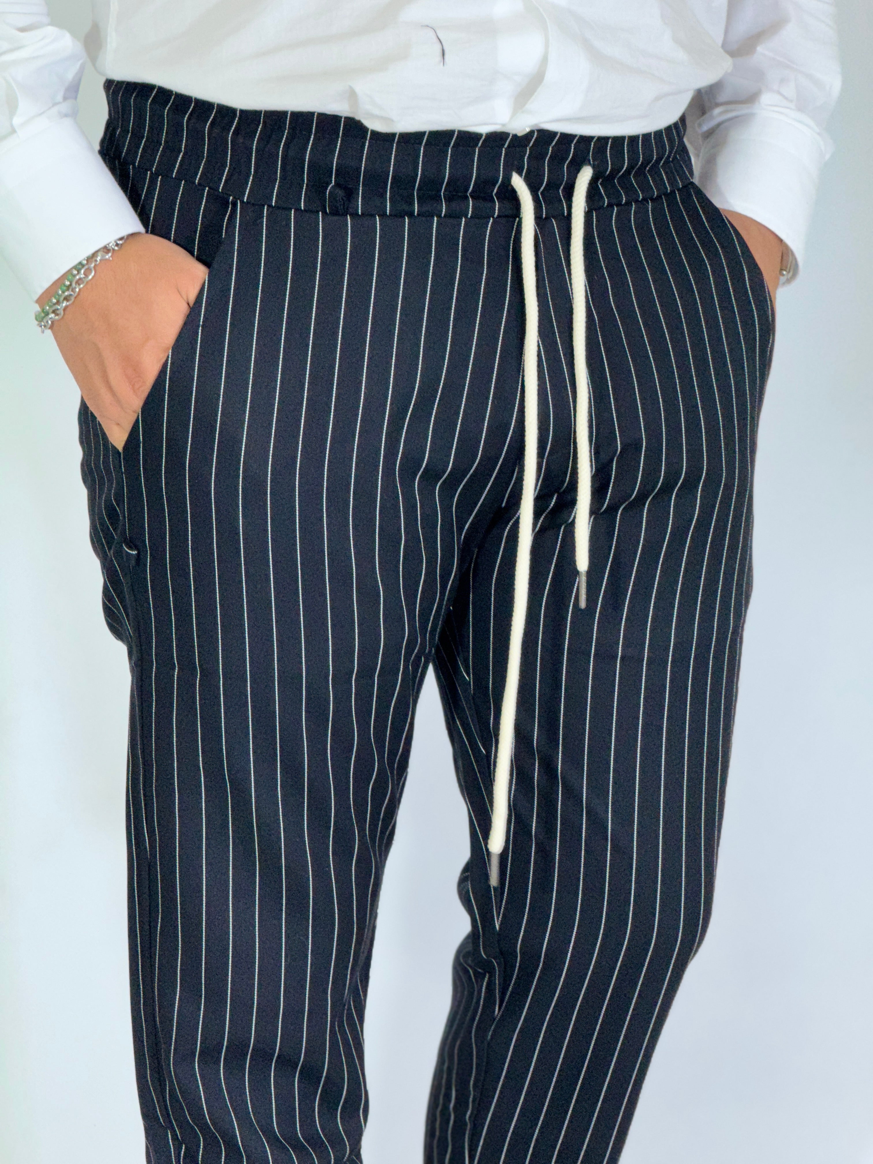 Pantalaccio gessato nero L500