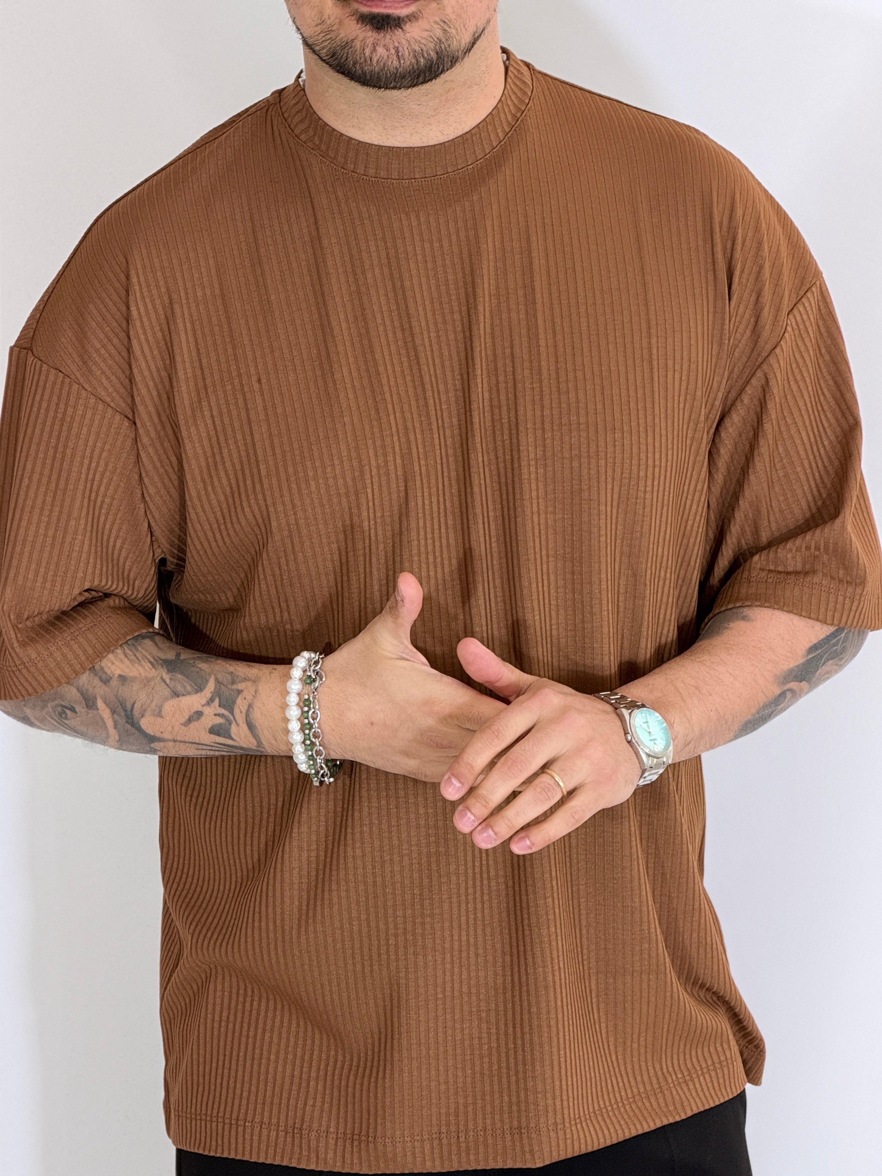 T-shirt a coste tabacco HERMANO