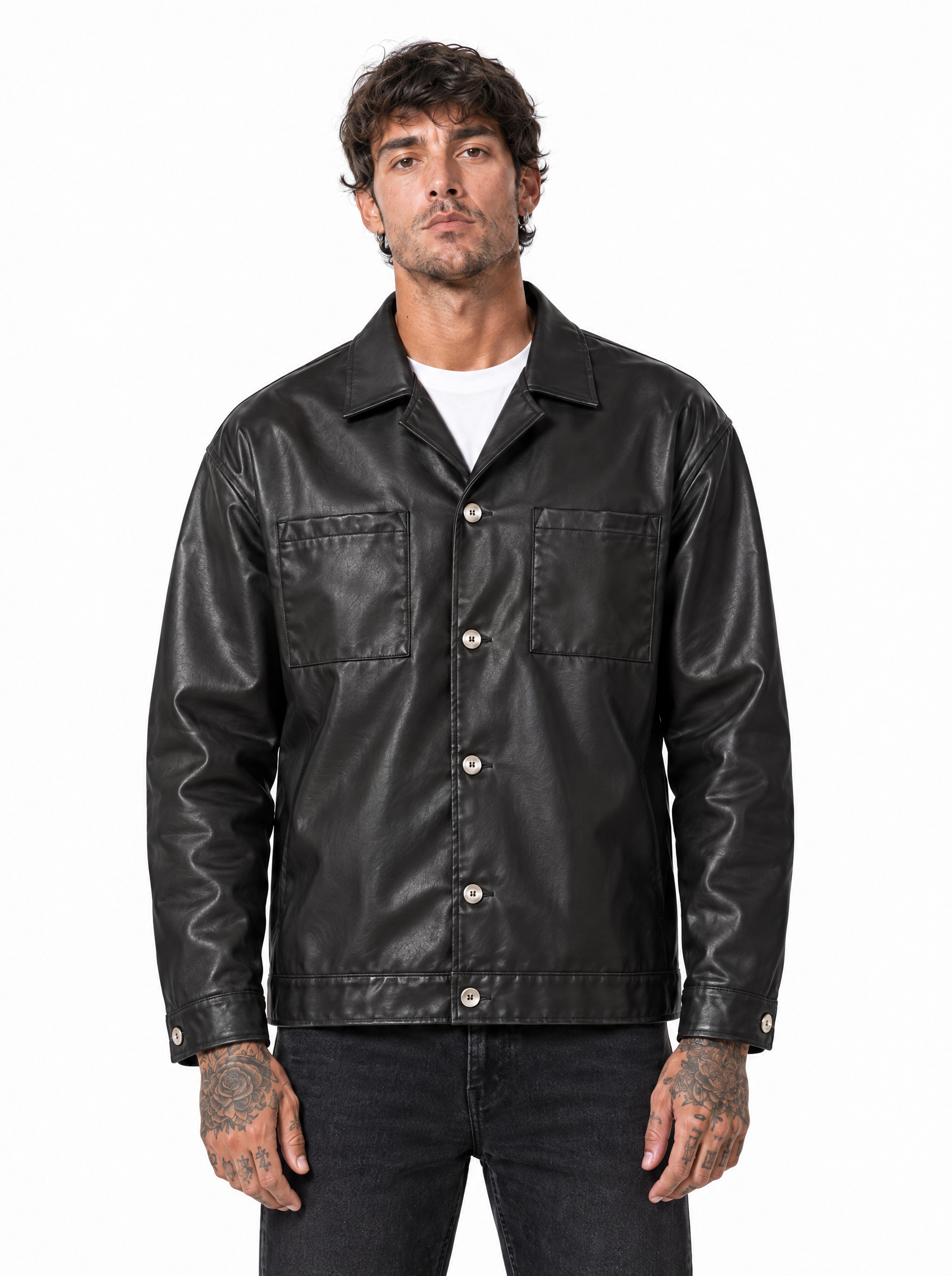 Giubbino eco-pelle nero SMILE4