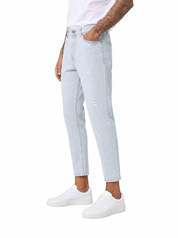Jeans carrot fit con rotture chiaro MRC11