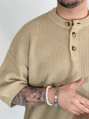 T-shirt serafino a costine beige VIP972A