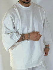 T-shirt over taglio vivo bianca HM834
