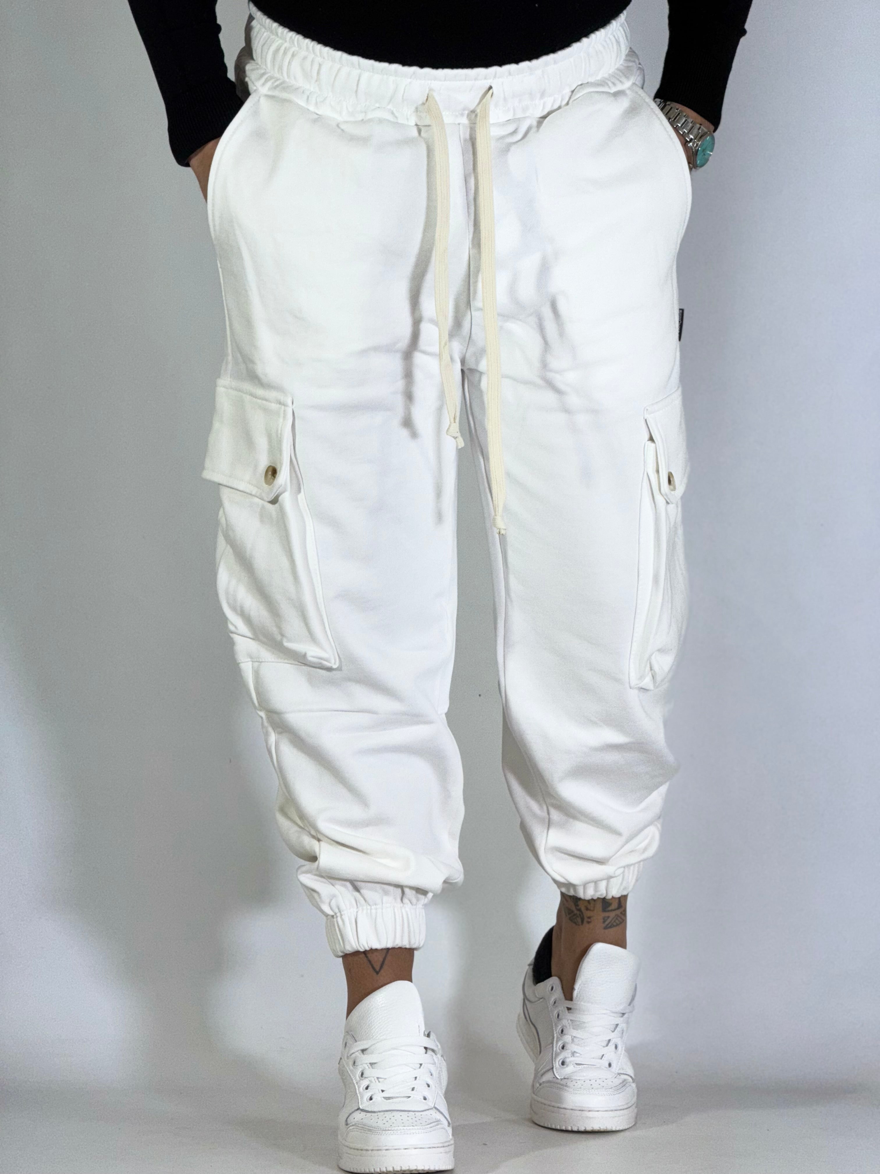 Pantalone tuta estivo cargo bianco DC017301