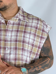 Camicia smanicata quadri moro AD1763