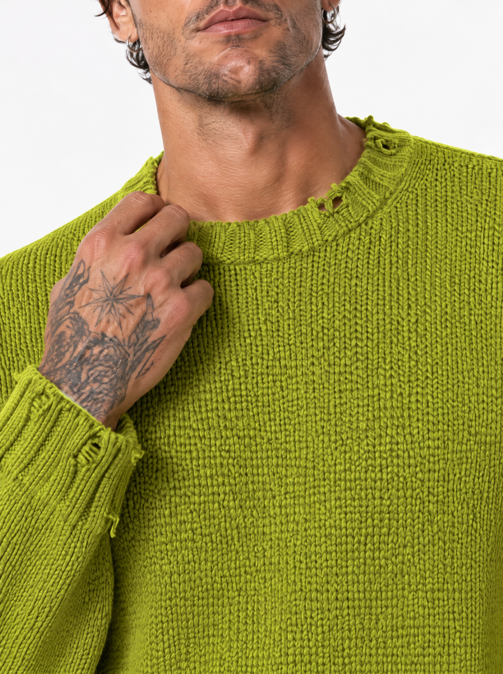 JOLLY girocollo con abrasioni lime