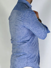 Camicia migliaccio Samuel lino COBALTO