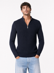 Maglia lupetto zip blu M886