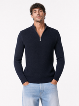 Maglia lupetto zip blu M886