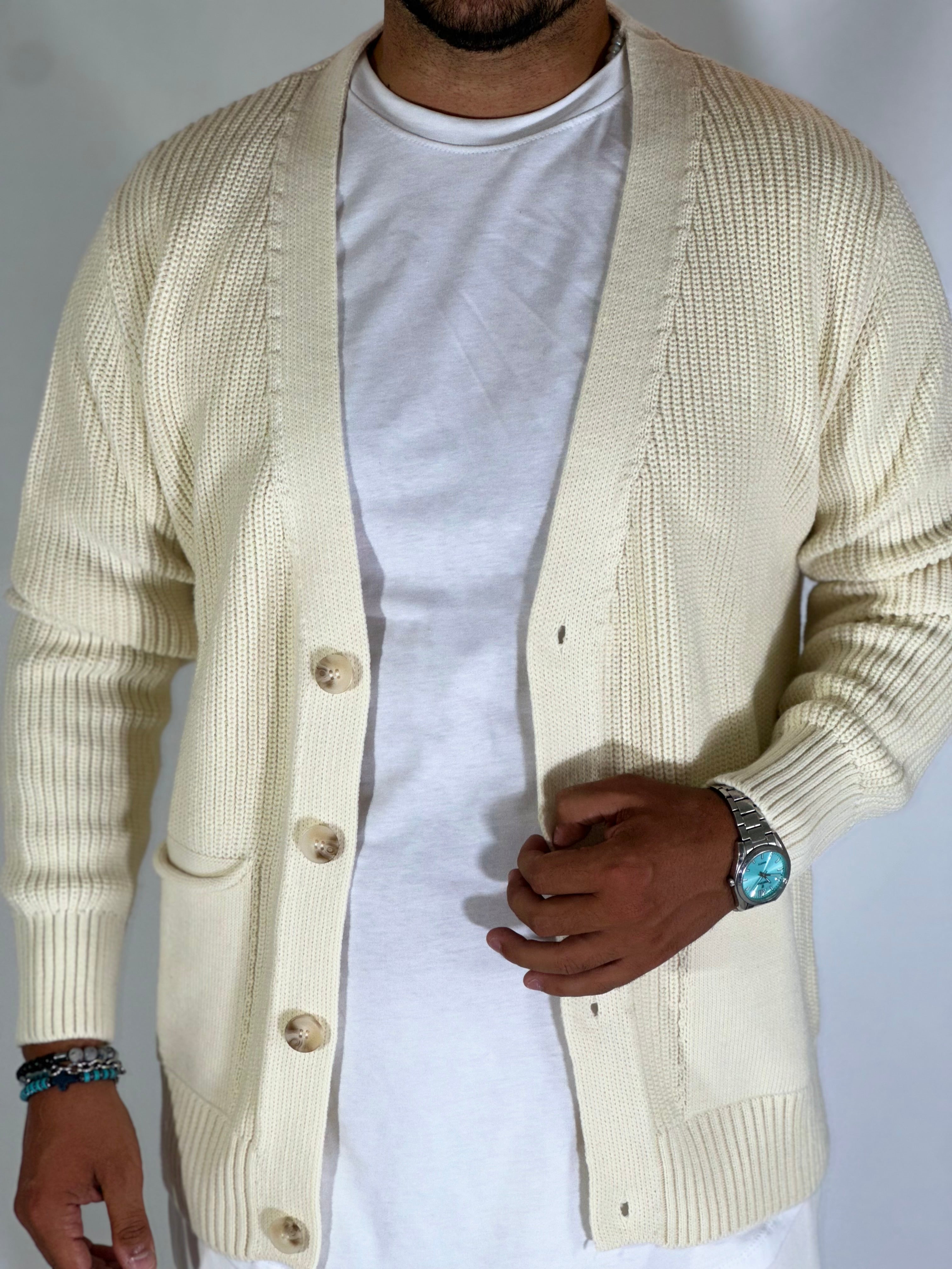 Cardigan con tasche beige PHC/019