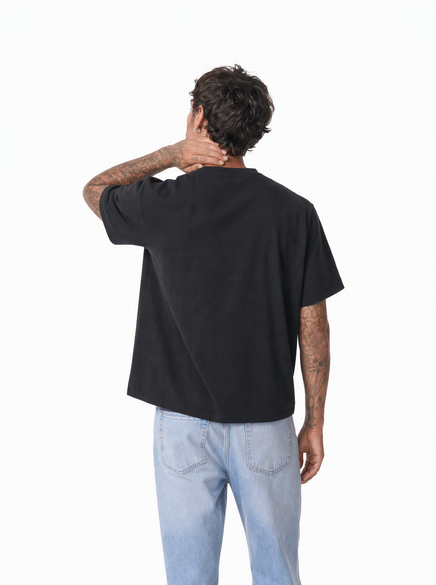 STEPHEN T-Shirt cropped manica a tre quarti nero