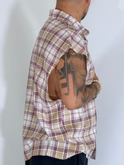 Camicia smanicata quadri moro AD1763