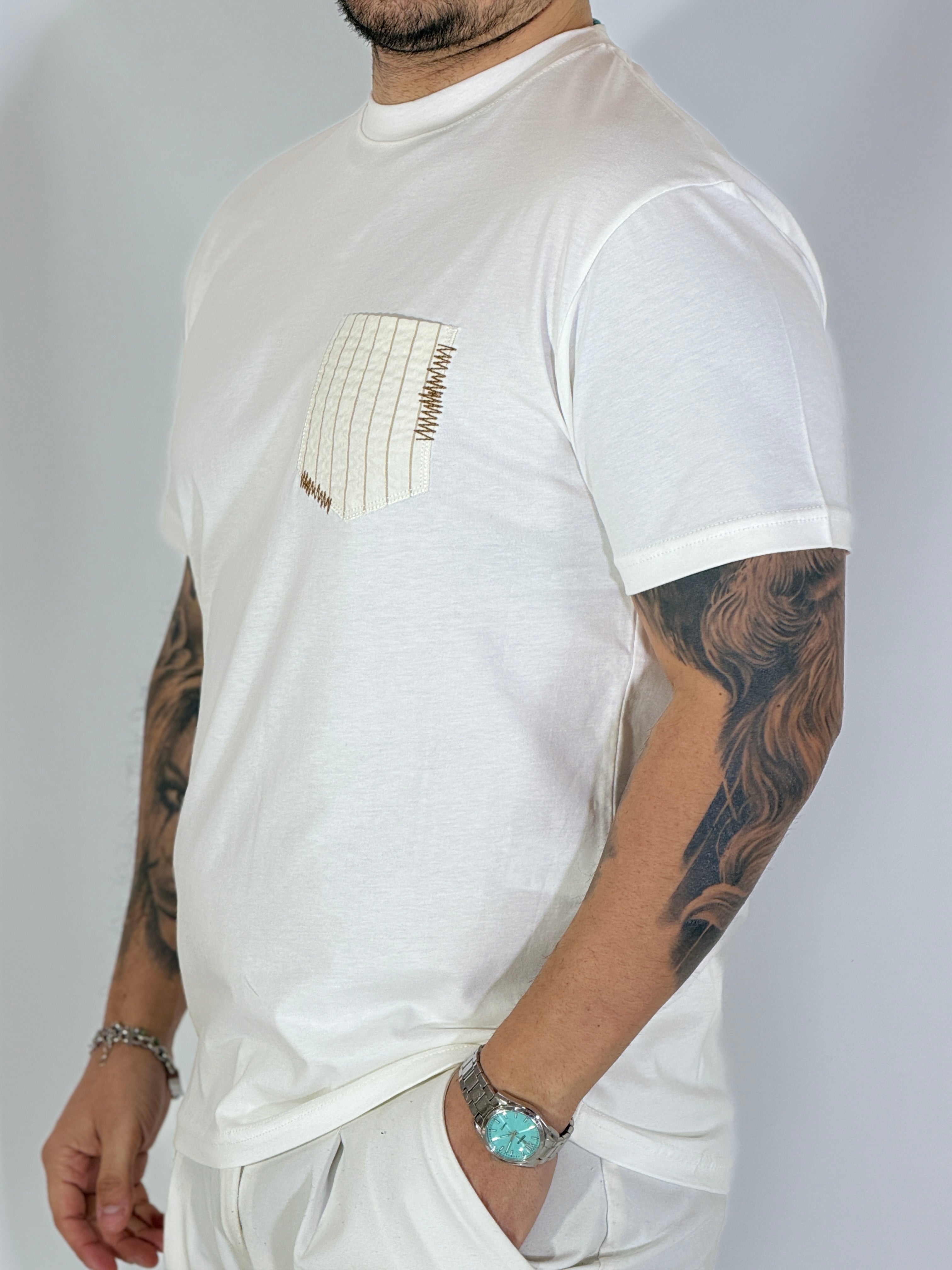 T-shirt con taschino panna BRERA