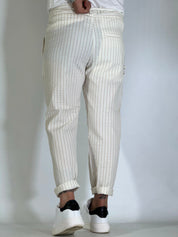 Pantalaccio rigato drappeggiato panna KOREA