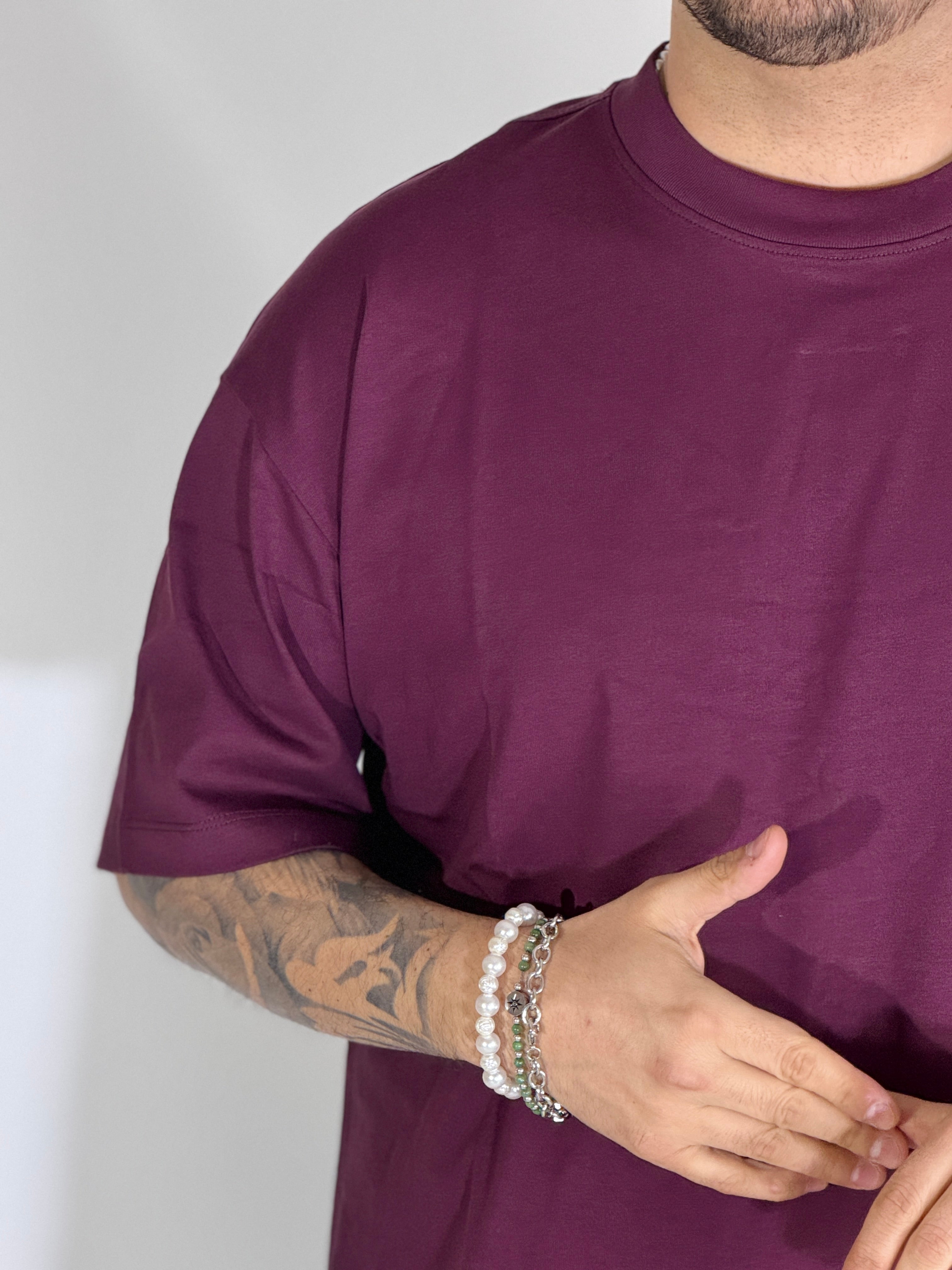 T-Shirt over basic wine red L814901