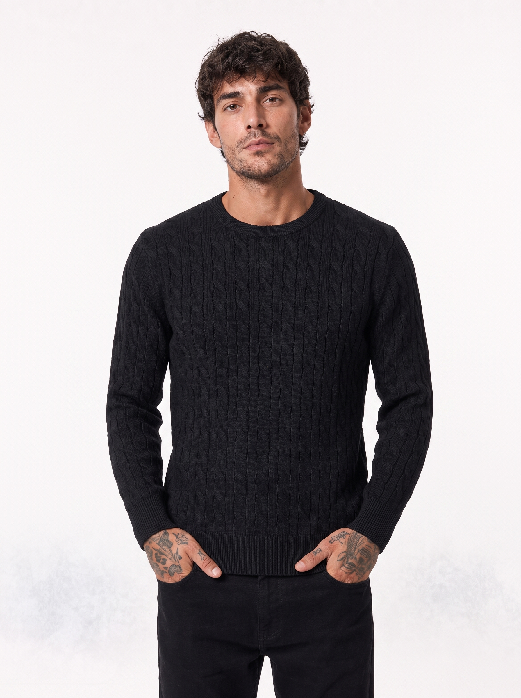 Maglia intrecciata nera AD2213