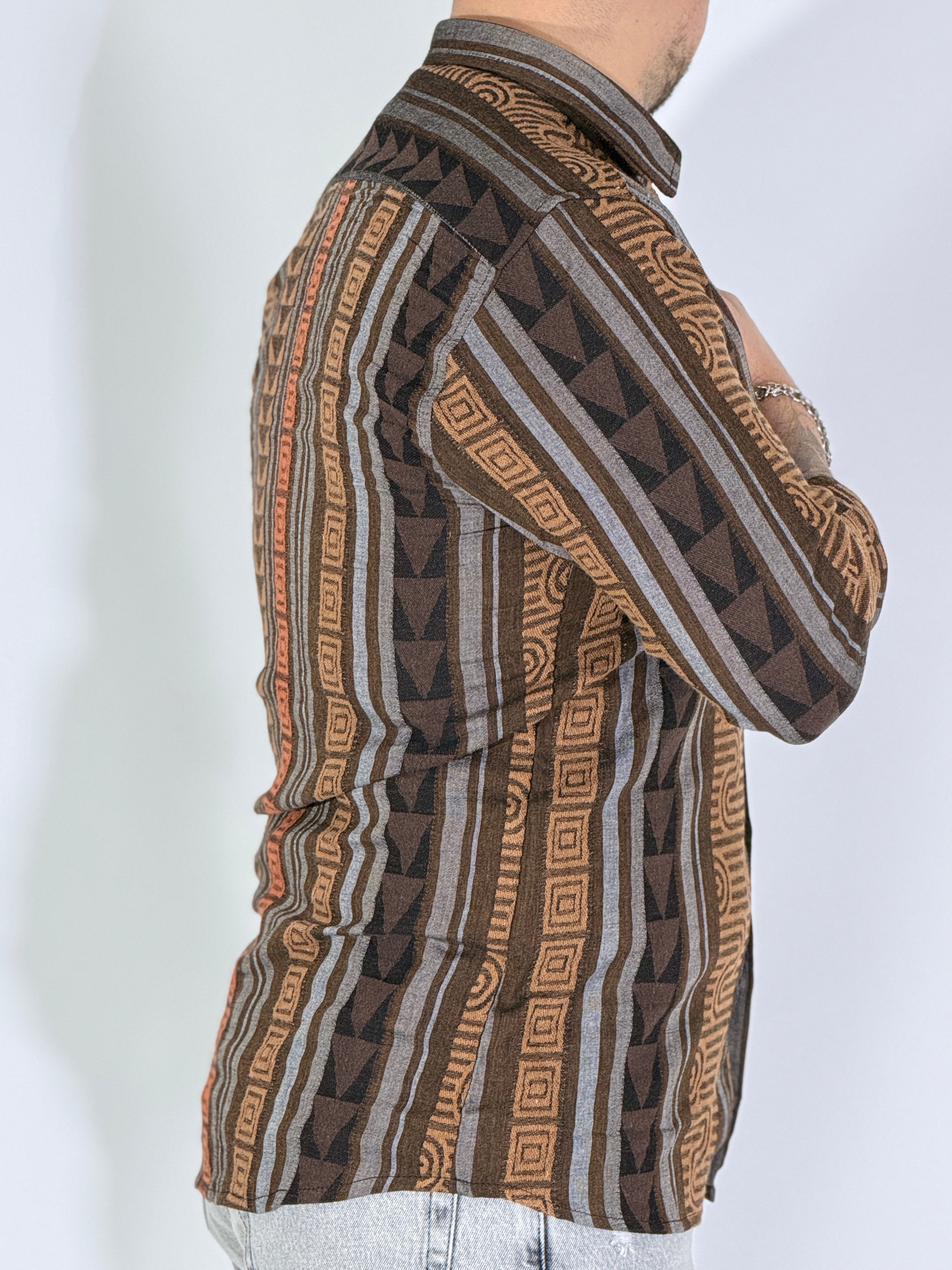 Camicia ricamata brown LIME