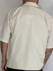 Camicia cropped rigata gialla CAM7758