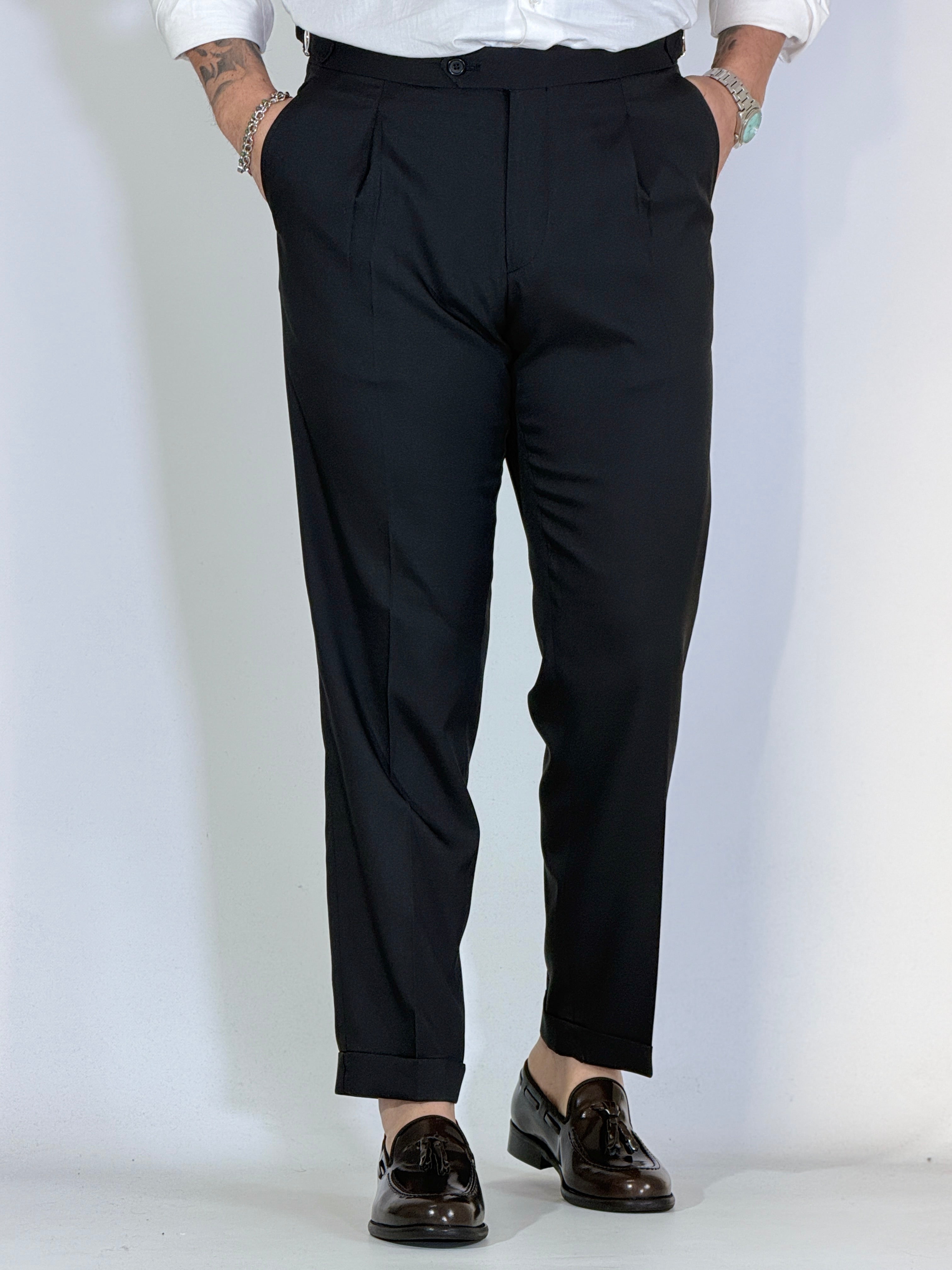 Pantalone con fibbie Migliaccio nero Spencer