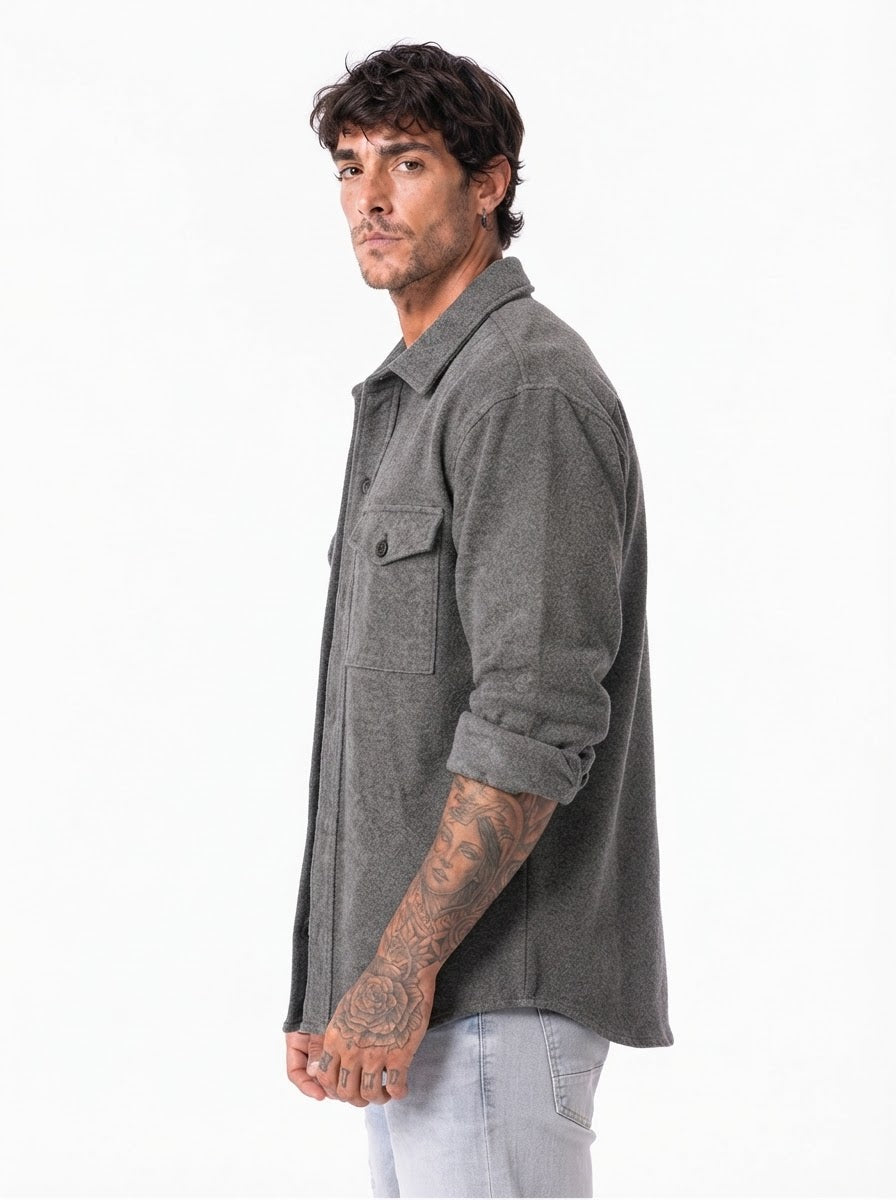 ALBERTA Camicia over flanella grigia