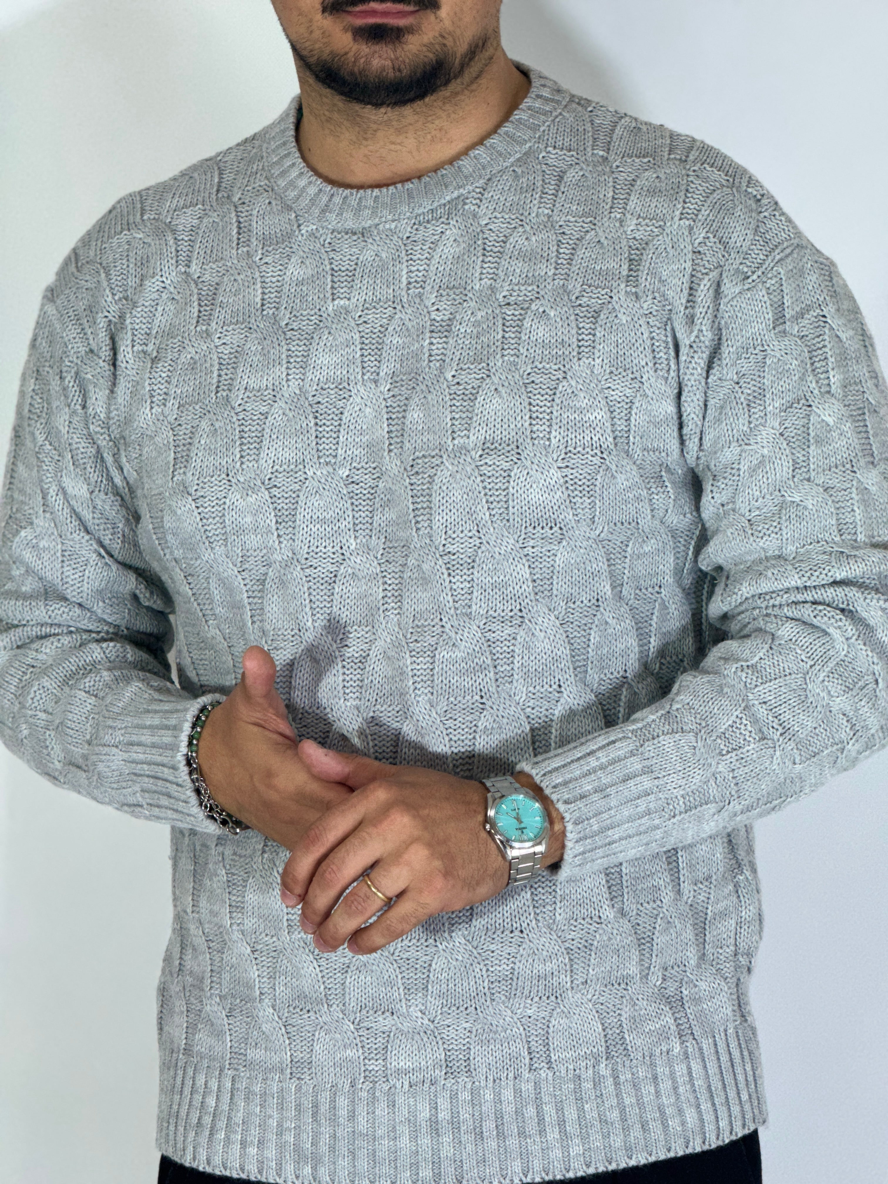 Maglia con trecce grigio BK77006