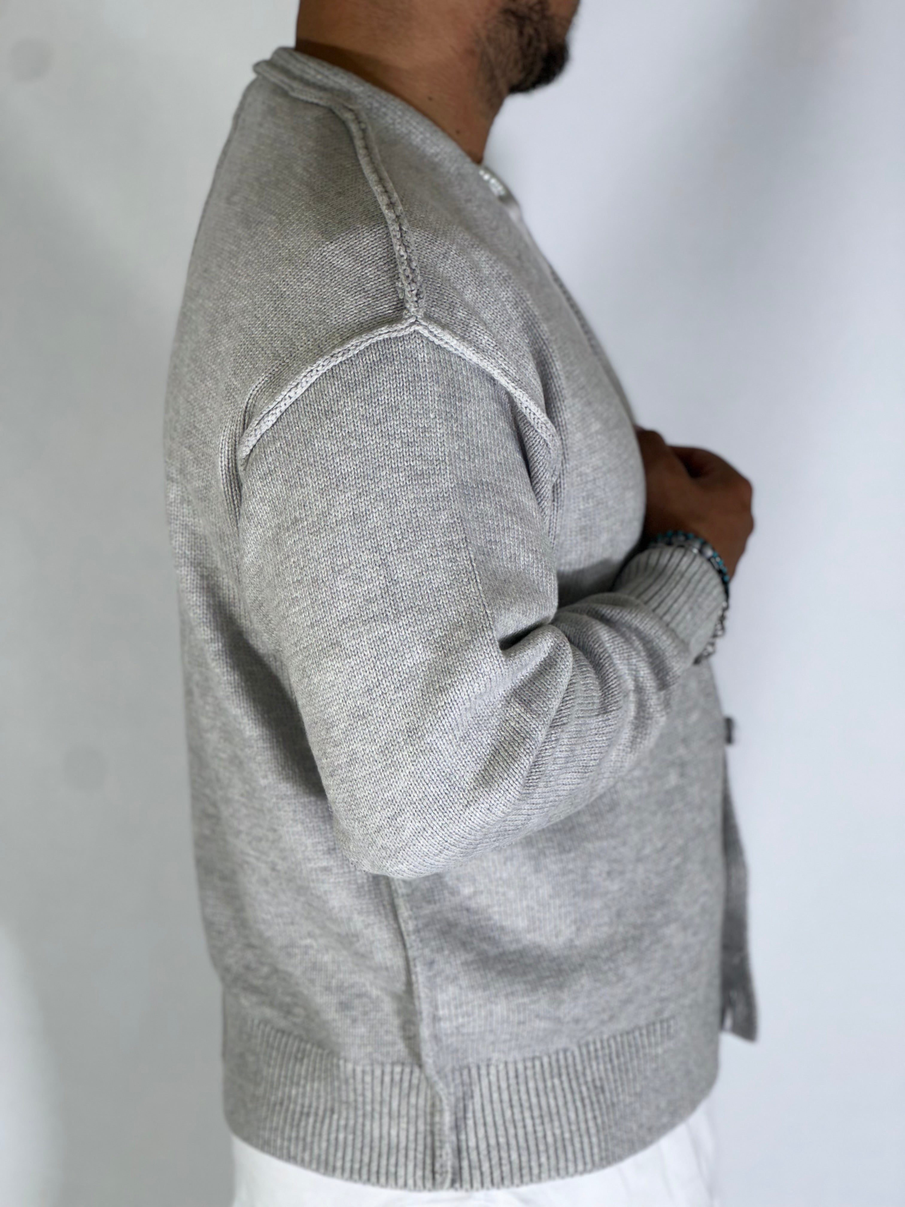 Cardigan over spalla scesa light gray W86025