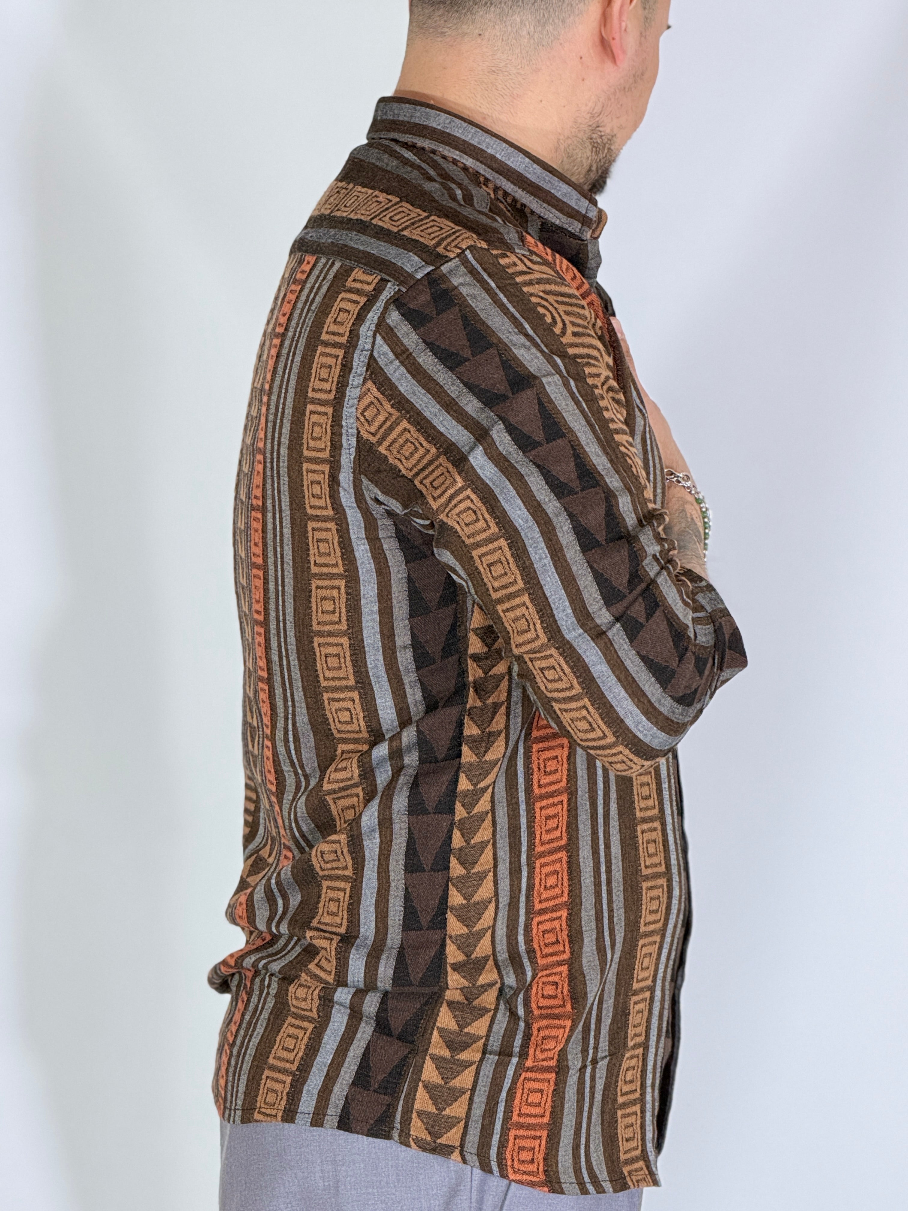 Camicia ricamata brown LIME
